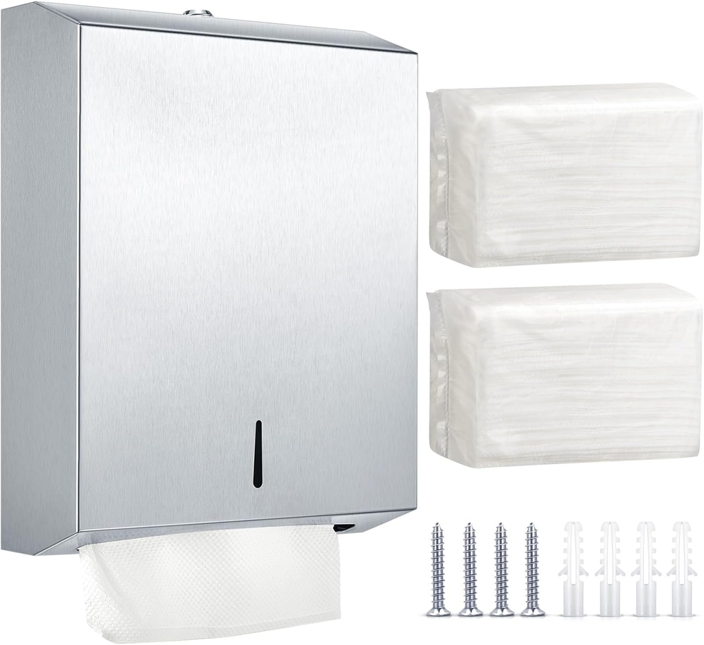 Stainless Steel Paper Towel Dispenser Wall Mount Commercial Hand Towel Dispenser