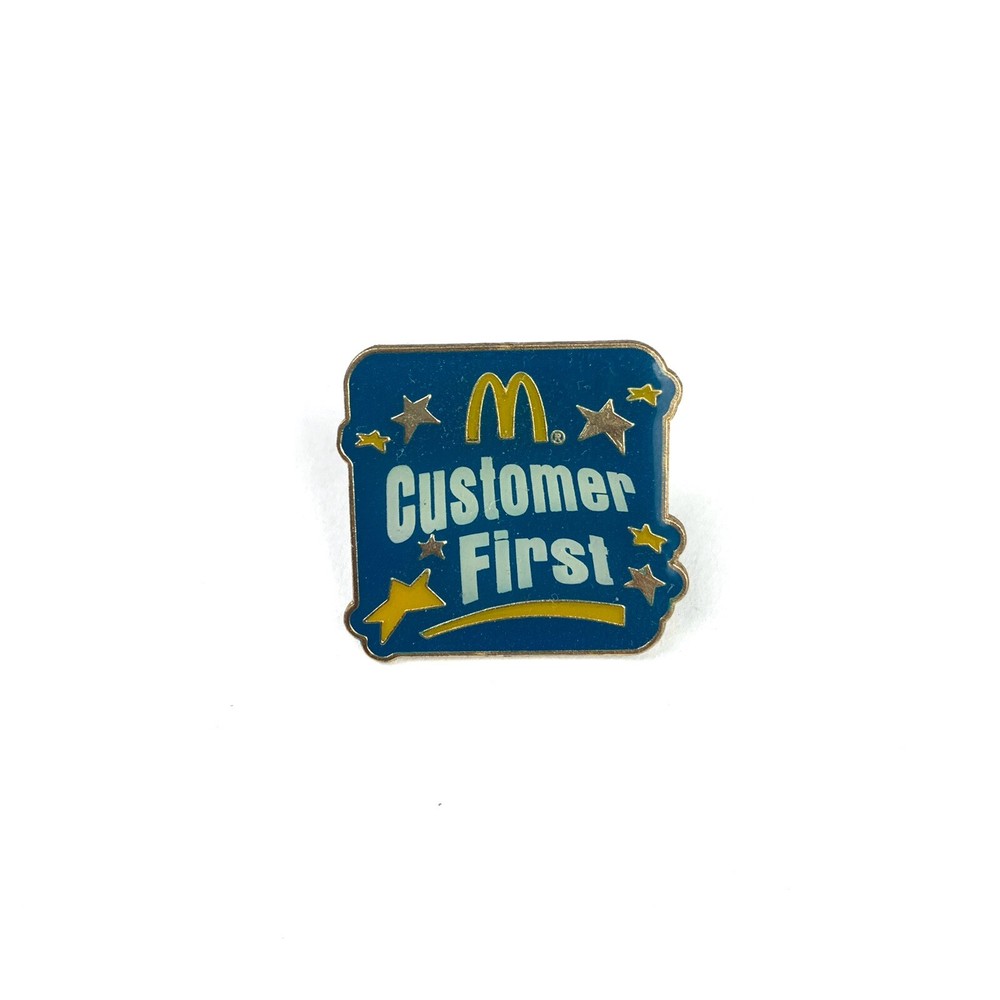 McDonalds Customer First Blue Employee Lapel And Hat Pin Collectable-image