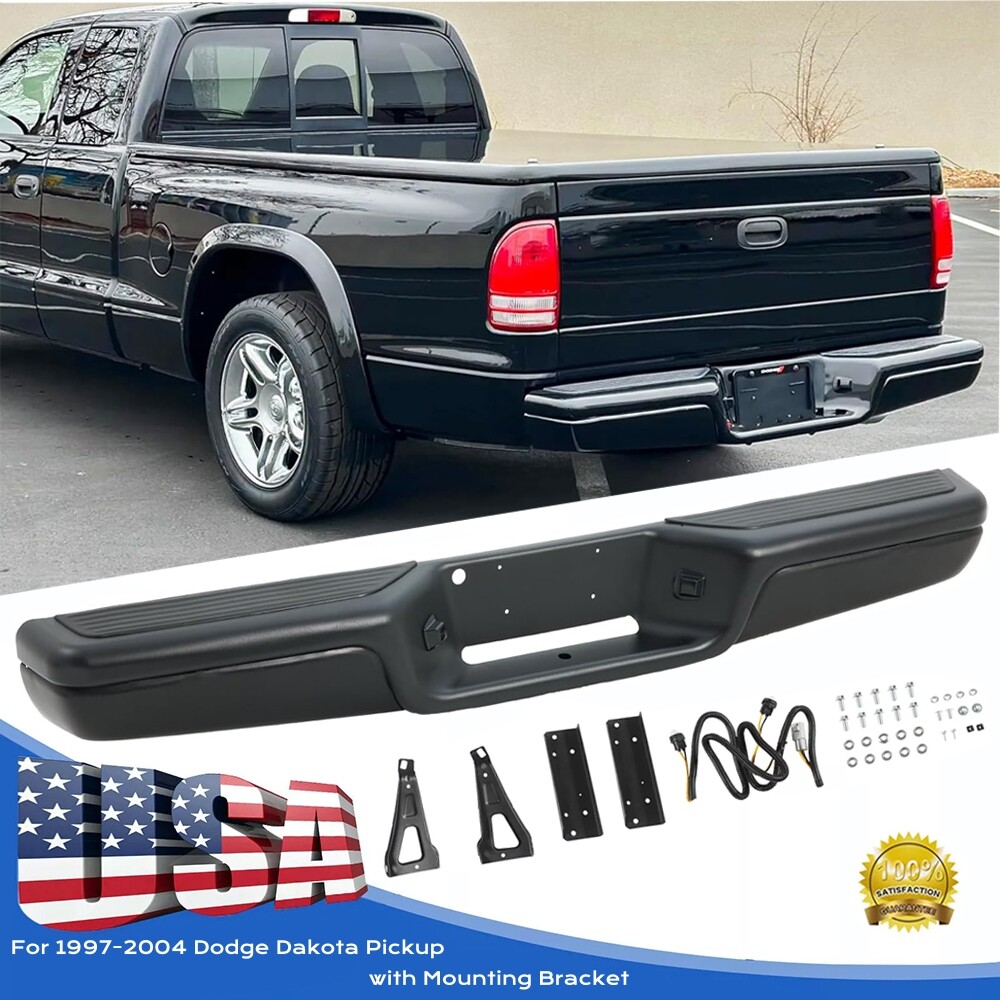 Steel Rear Step Bumper Assembly For Dodge Dakota 1997-2004 with Mounting Bracket