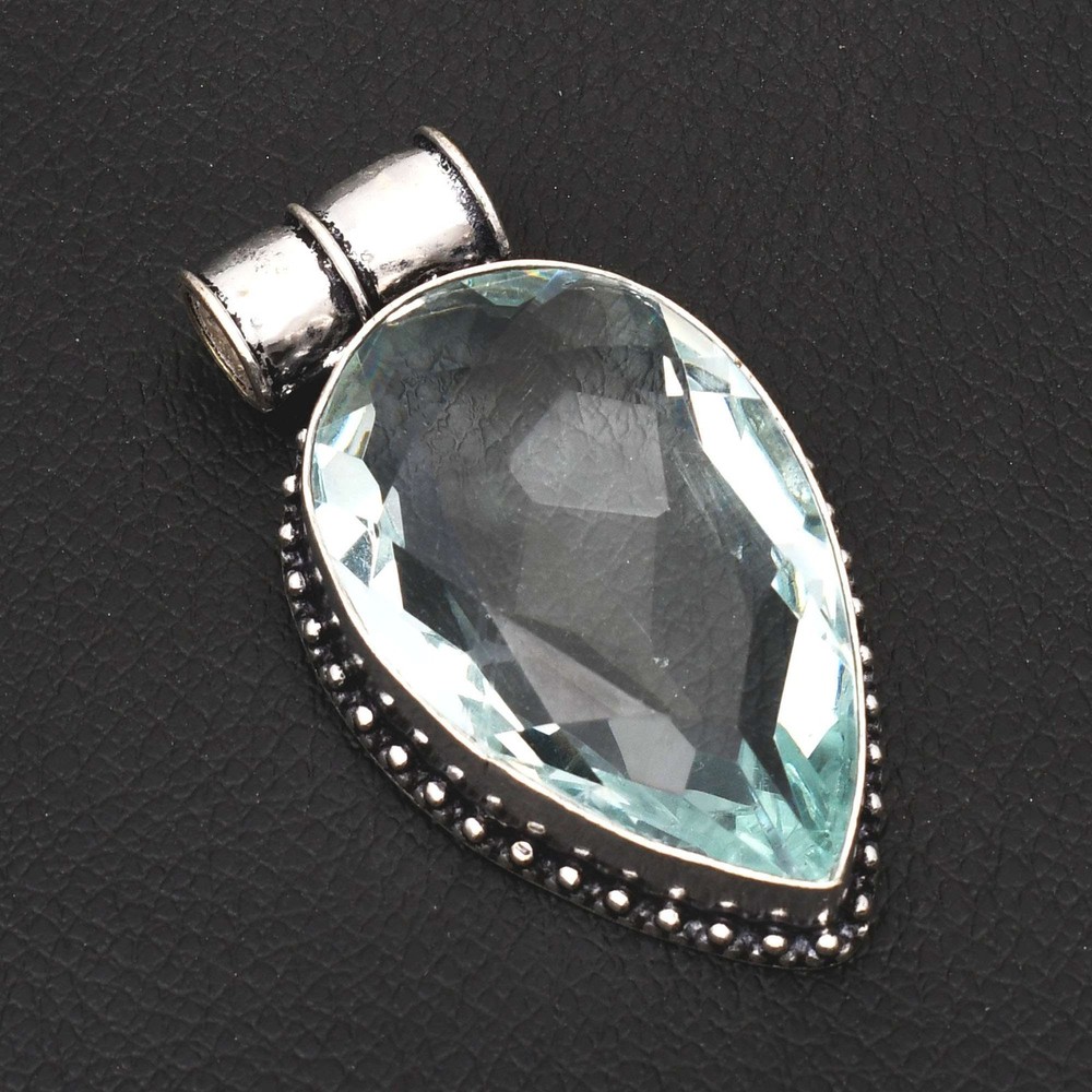 White Topaz Handmade Ethnic Pendant Jewelry Gift for Women 2.04 Inches AP-43339