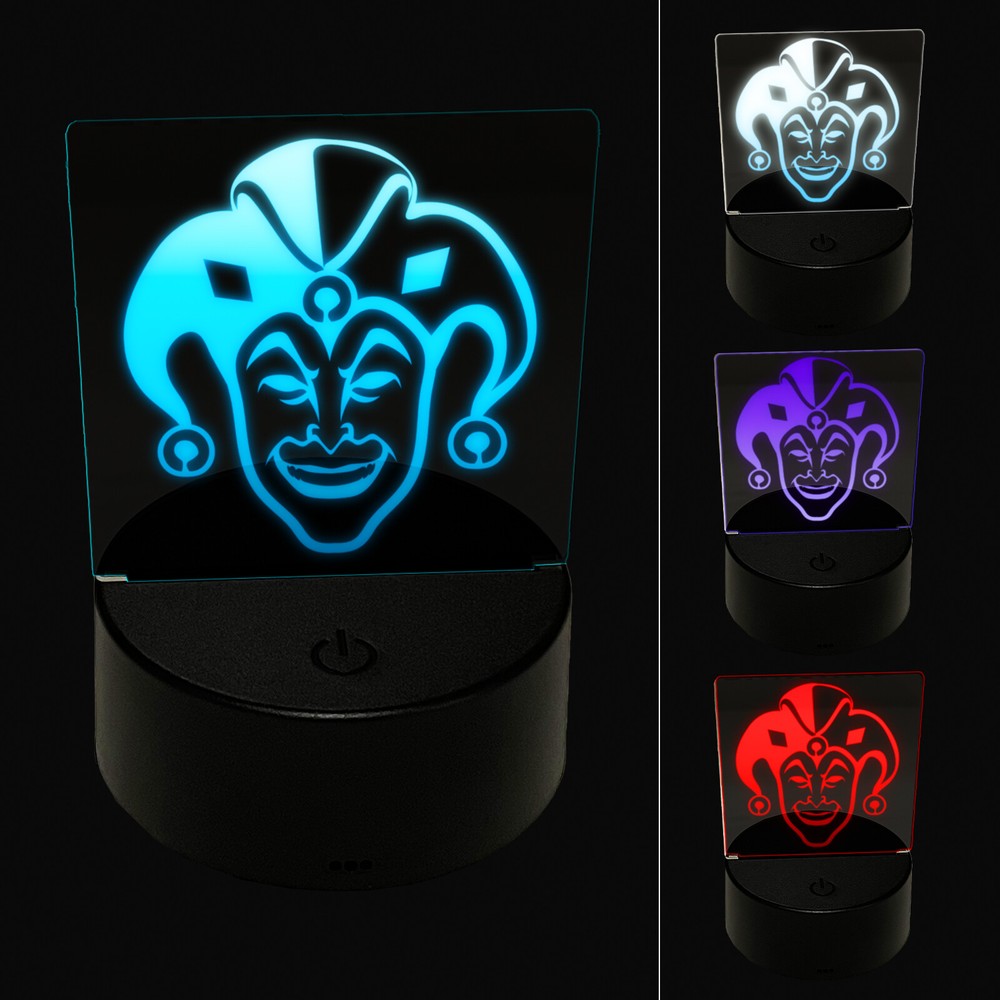 3D Illusion LED Night Light - Court Jester Joker Harlequin Lamp