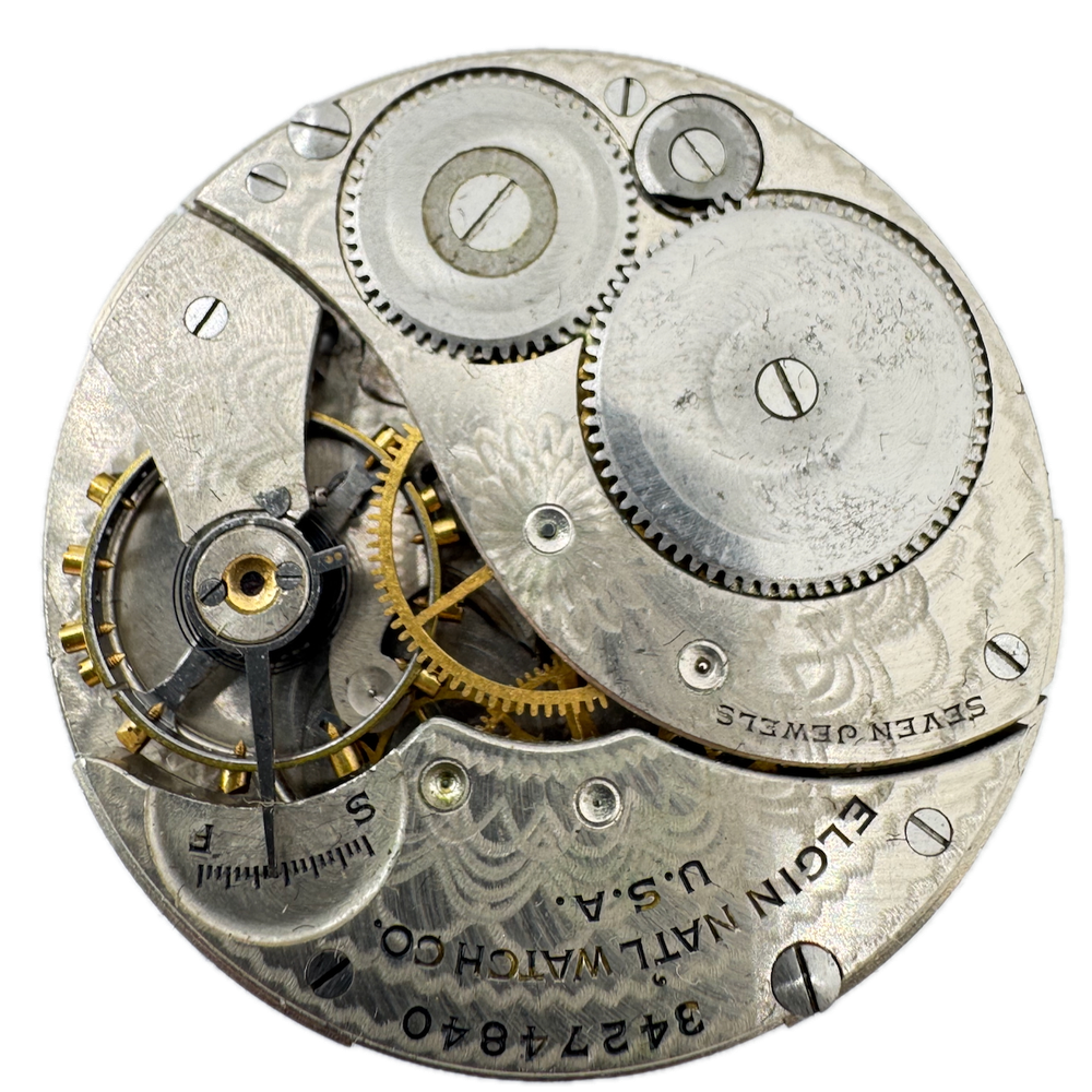 Vintage 1933 Elgin 7 Jewel 12s Mechanical Pocket Watch Movement 303 USA