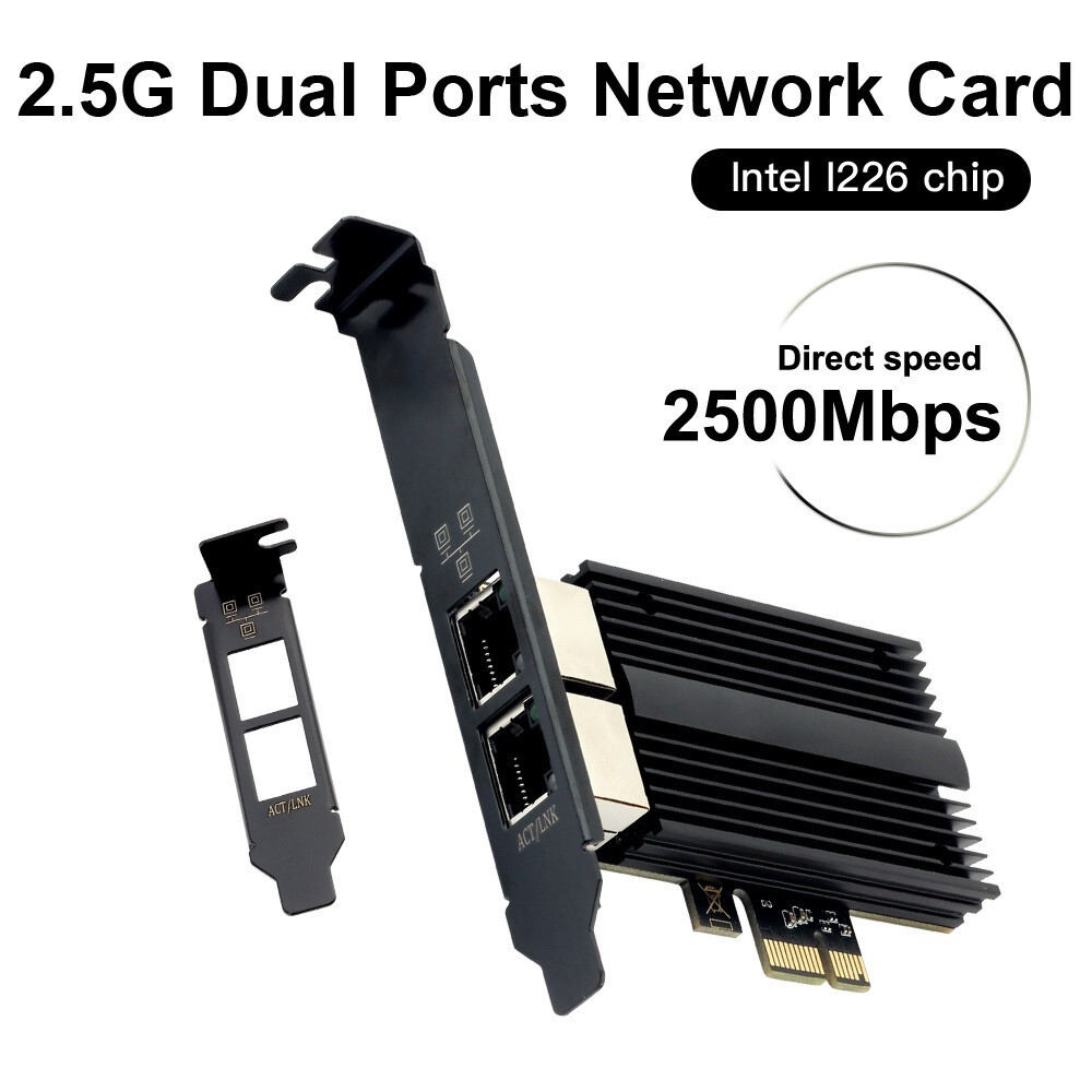 Dual Port RJ45 to PCI-E Network Card 2.5Gbps with Intel I226 Chipset for Desktop