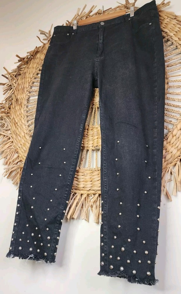 Bohemian Traders Embellished Black Boho Harem Jeans Size 40