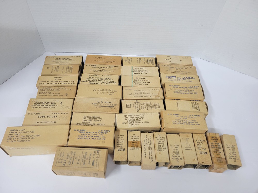 Lot 36 US Army Navy Audio Radio Amplifier Rectifier Electron Vacuum Tubes