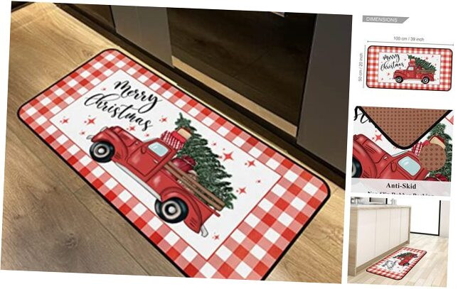 Christmas Truck Non-Slip Kitchen Rugs and Mats for Festive Decor