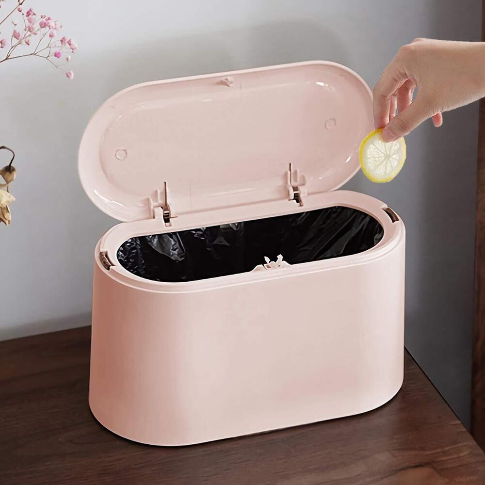 AYADA Mini Trash Can with Lid Press-Type with Removable Inner Plastic Small G...