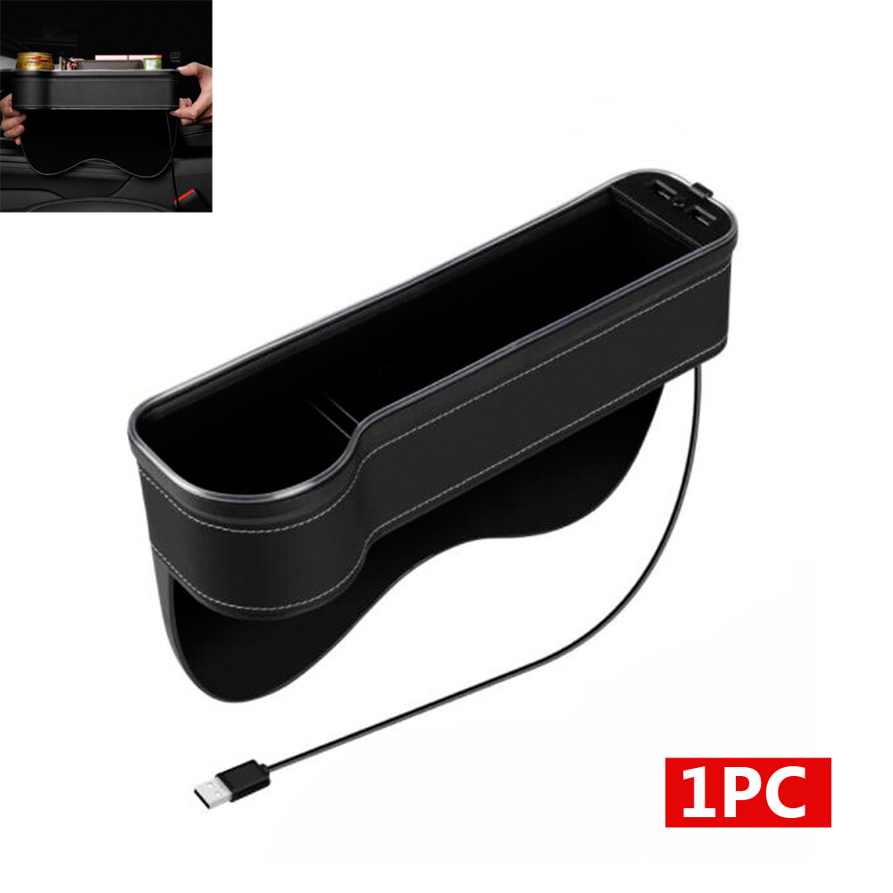 1× Car SUV Seat Gap Organizer Storage Cup Holder & LED Light For Seat Right Side