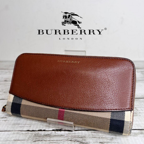 BURBERRY Nova Check Canvas and Leather Long Zip Wallet Beige 2811