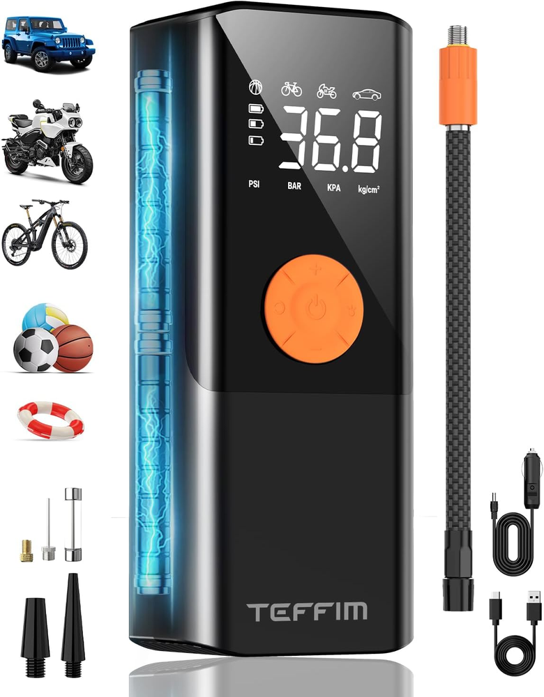 Tire Inflator Portable Air Compressor - 150PSI & 20000Mah Battery, 12V Mini Air