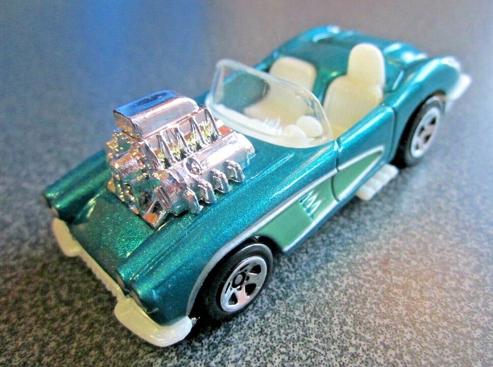 Hot Wheels 1958 Corvette Convertible, Teal, 1:64; Loose