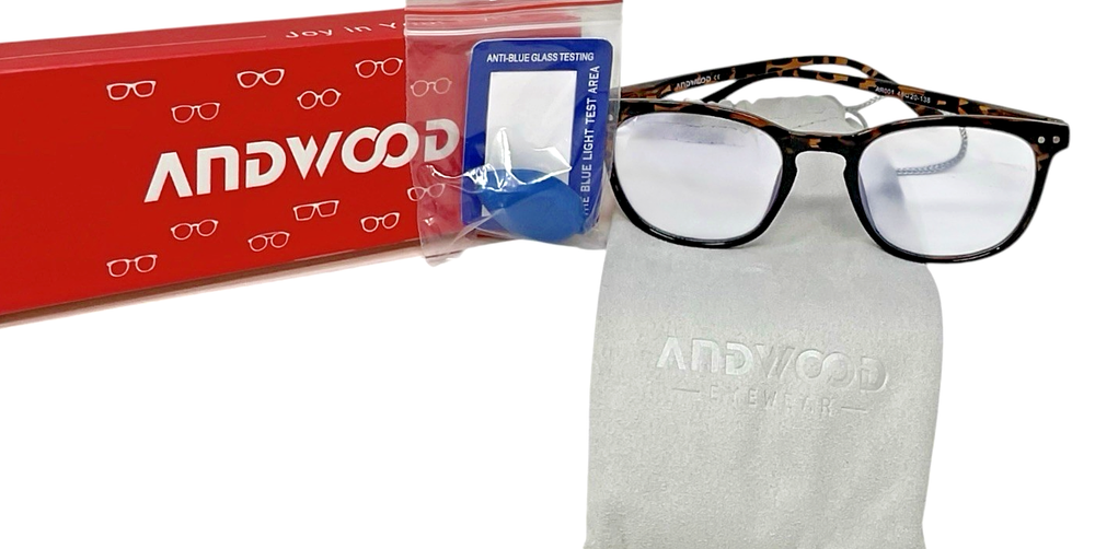 ANDWOOD Large Tortoise Frame Blue Light Blocking Glasses for Screen Use