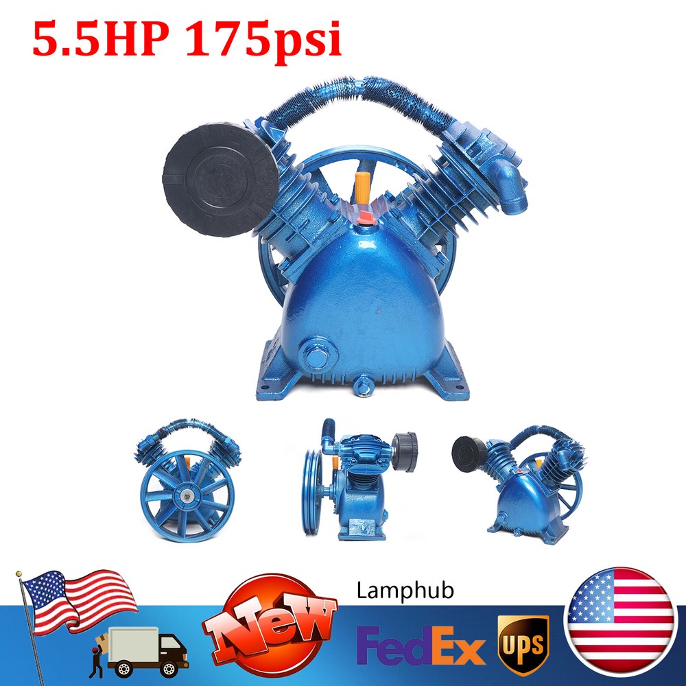 5.5HP 175PSI 4KW V-Type 2-Cylinder Dual-Stage Air Compressor Pump