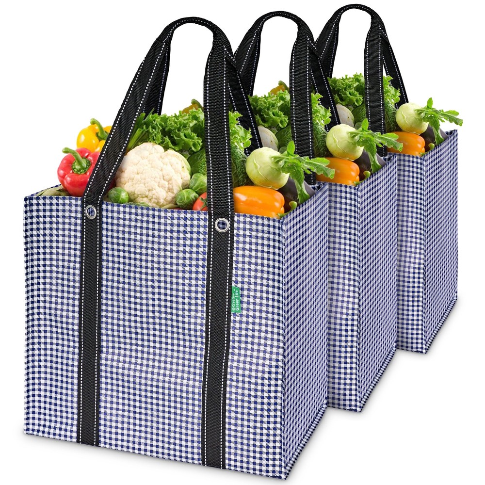Reusable Grocery Bags Foldable (3 Pack) – XL Reusable Shopping Bags with Hand...