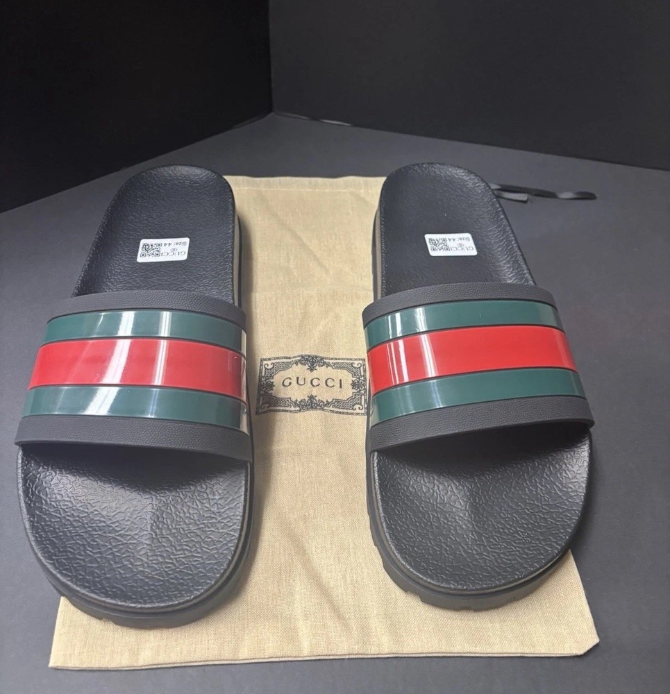 Gucci Rubber Slides Size 10 Brand New Black EU44 Unisex  