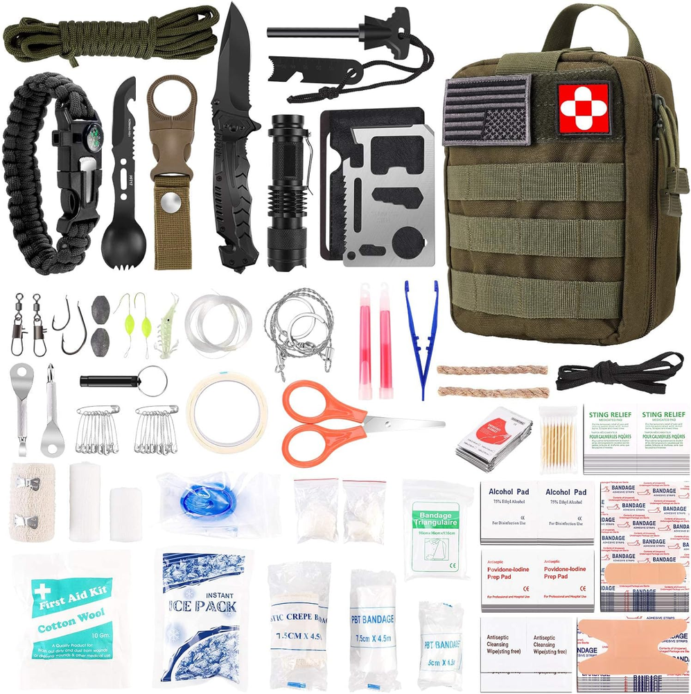 216-Piece Survival First Aid Kit with Professional Emergency Gear and Tools