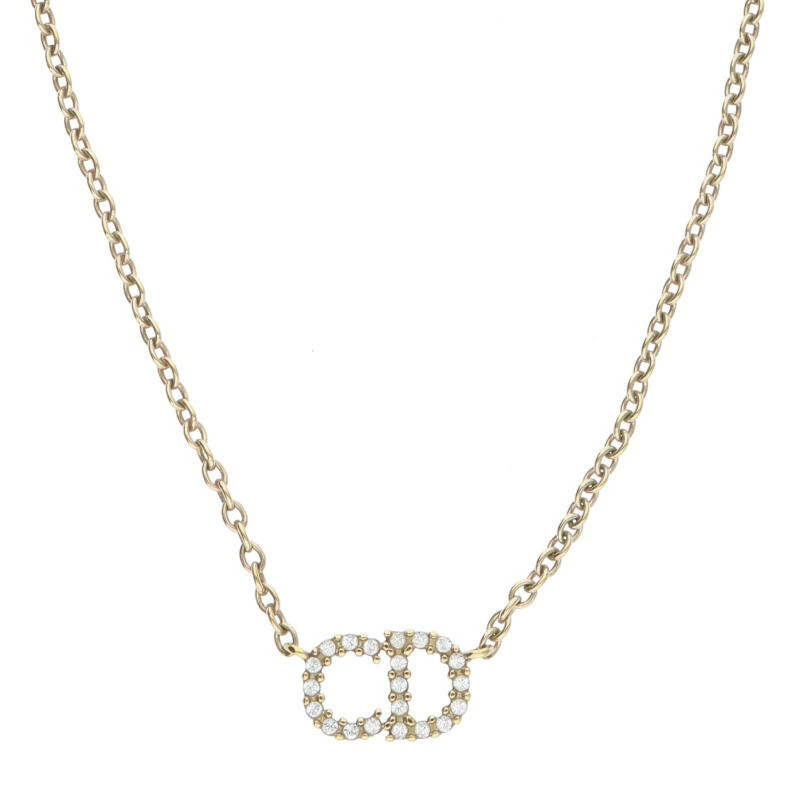 Dior Clair de Lune Crystal Necklace Gold Clear 3.25G Size 50cm Y0812