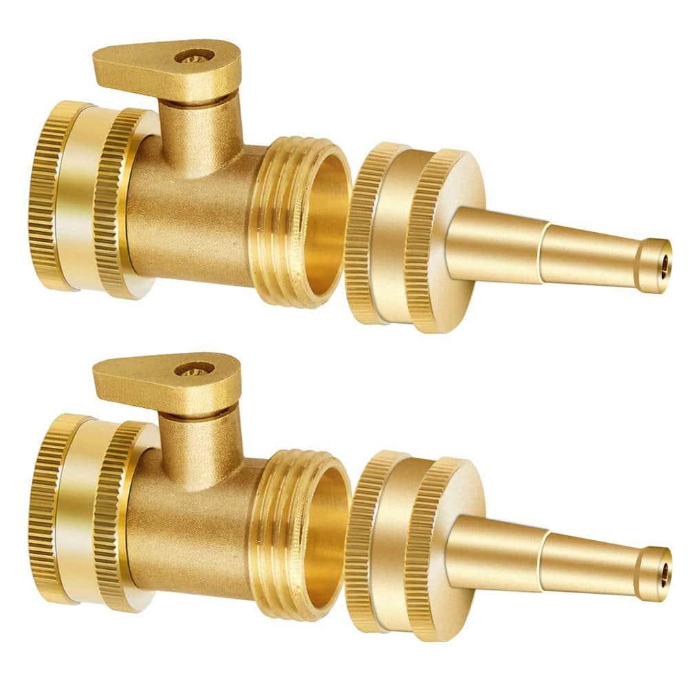 Jet Nozzle Water Hose High Pressure with Garden Hose Shutoff Valve Brass 3/4 in.
