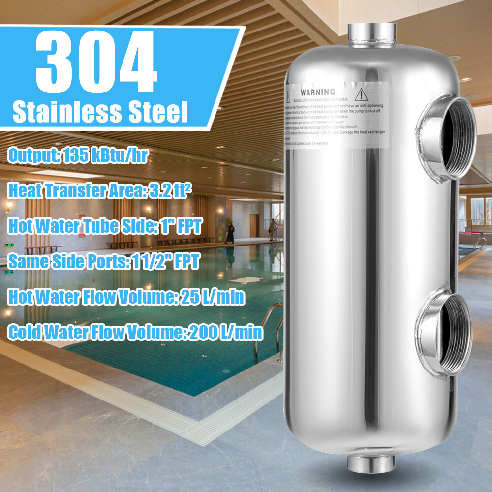 Stainless Steel Water Heating System Tube Heater Exchanger Swimming Pool Equip