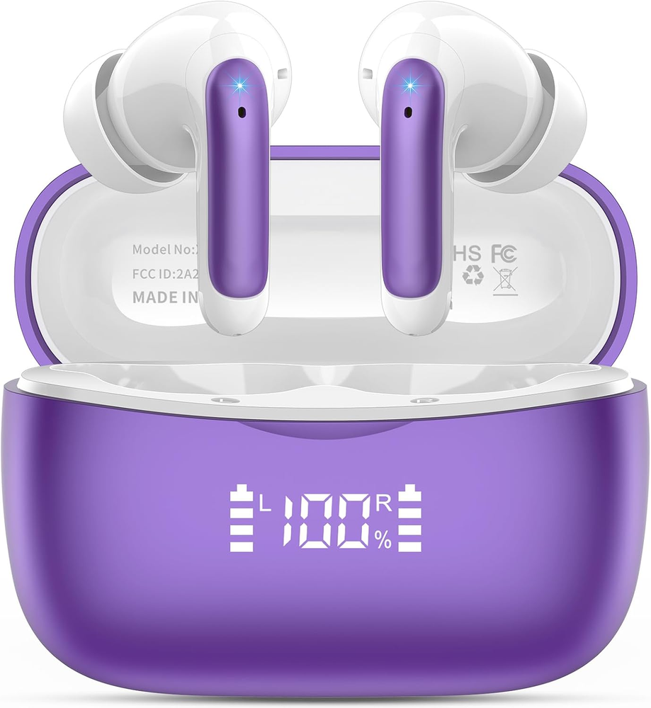 Wireless Earbuds with Bluetooth 5.3, Deep Bass Stereo Sound & LED Display, 56H Playtime