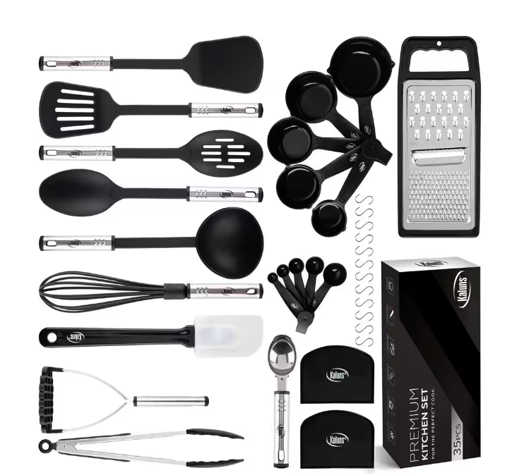 Hot Sale! Nylon Black Stainless Steel Utensils (Set of 35) - Model K-US24-22-HD