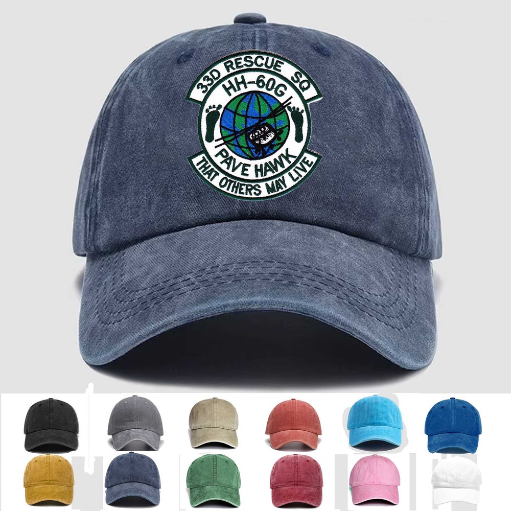 Custom Embroidered Hat 33rd RQS HH-60G - Rescue Squadron War Room, Gift Idea