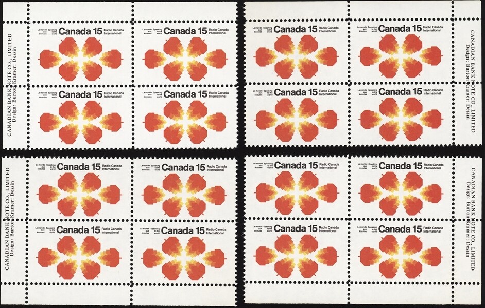 CANADA, 1971. Radio Canada 541 Imrprint Blocks (4),  Mint **