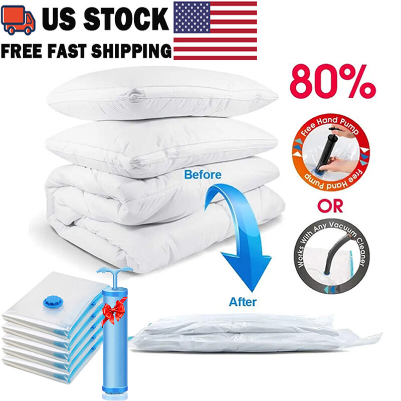 5/10 Pcs Vacuum Storage Bags Travel Space Saver Garment Seal Clothes Hand Pump