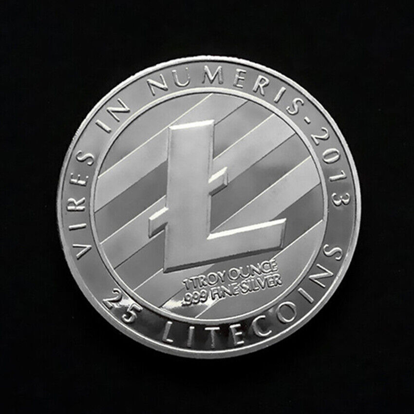 Litecoin Commemorative Coin Cryptocurrency Collector Currency LTC Silver Plated-image