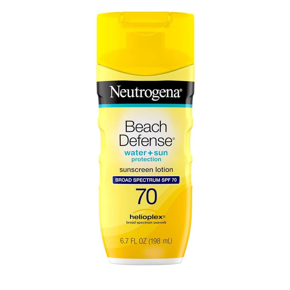 Beach Defense Face and Body Sunscreen Lotion with Broad Spectrum SPF 70, Offers