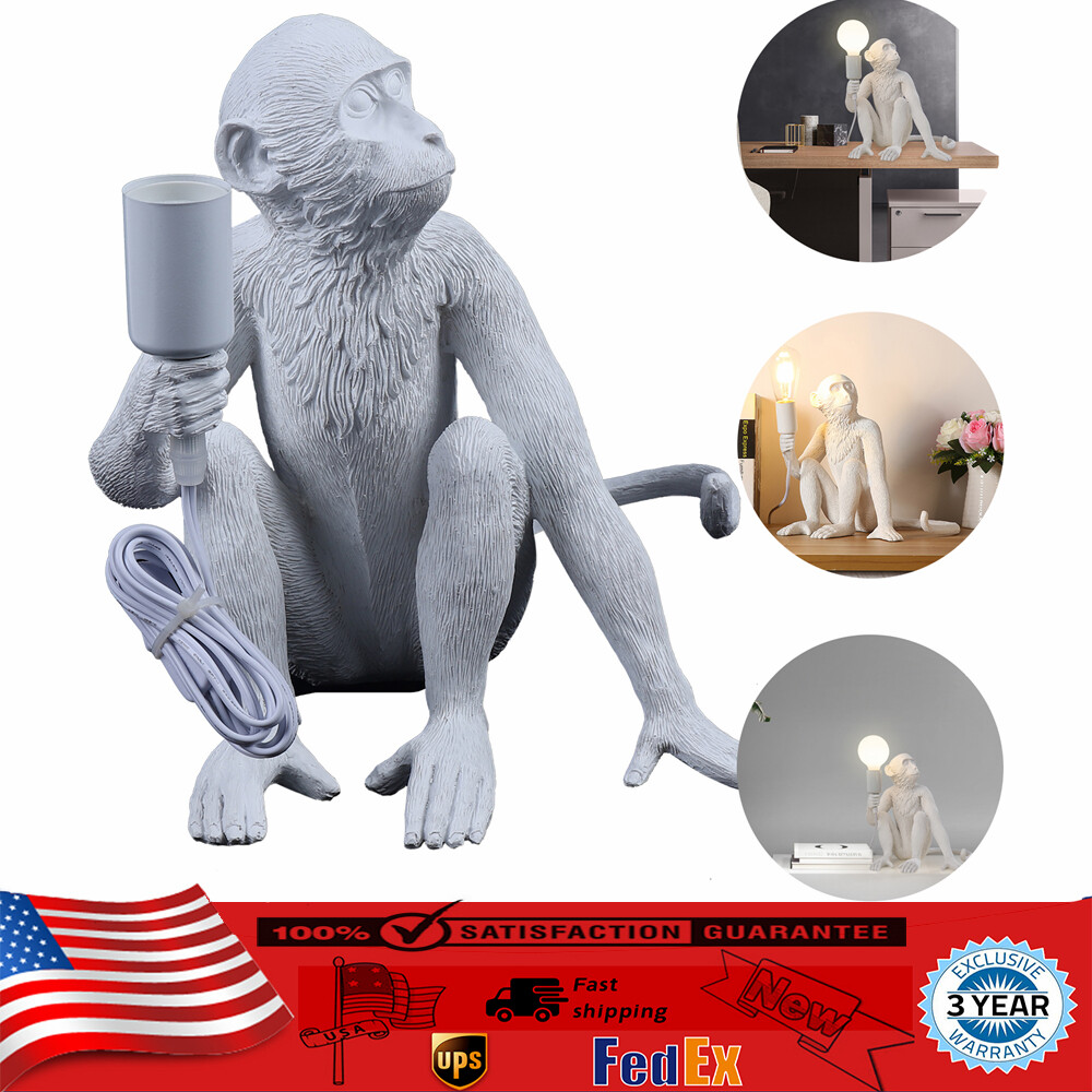Monkey Desk Light Table Lamp Resin White Living Room, Bedroom Lighting Fixture