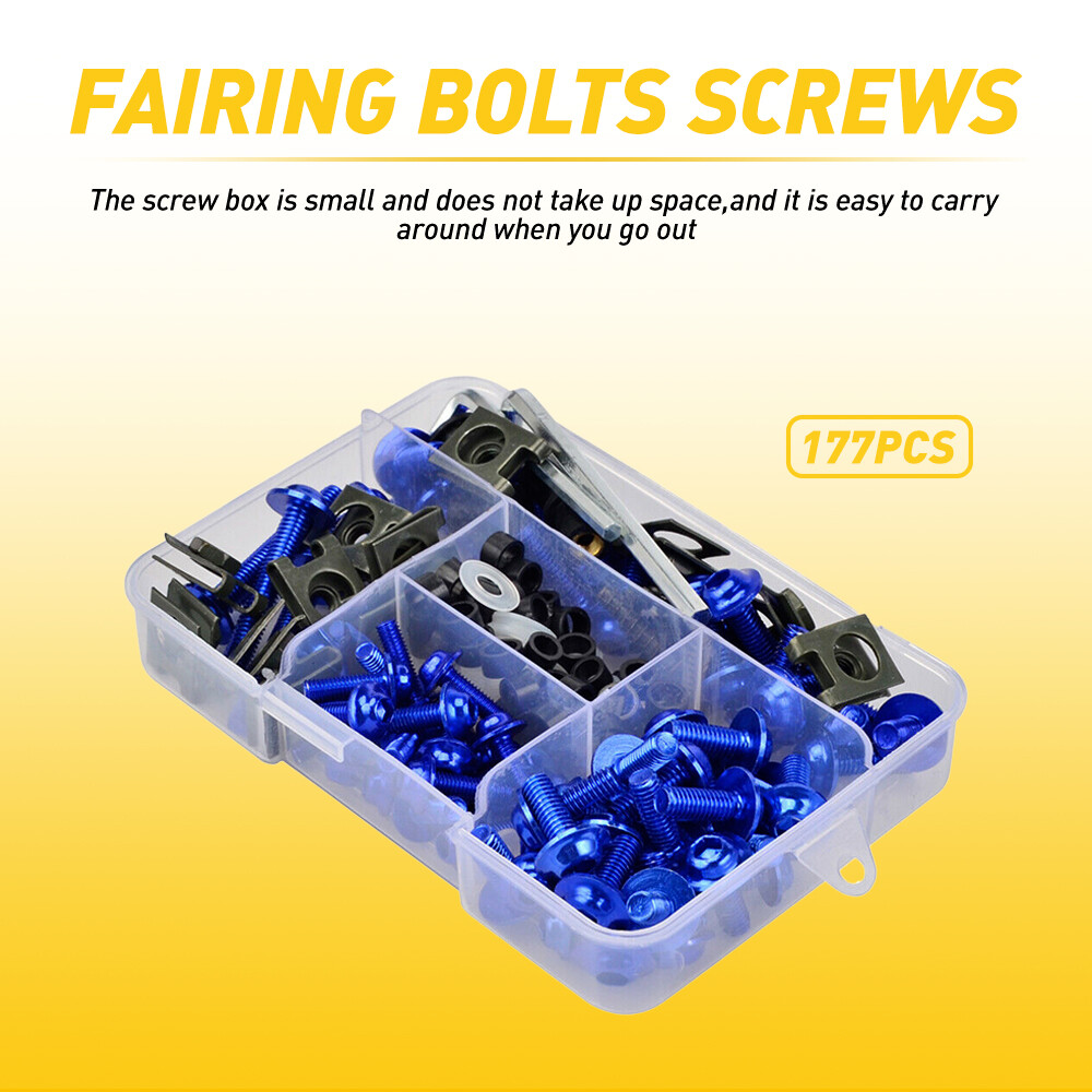 177pcs Motorcycle Complete Fairing Bolt Kit Body Screw Replace Accessories Blue