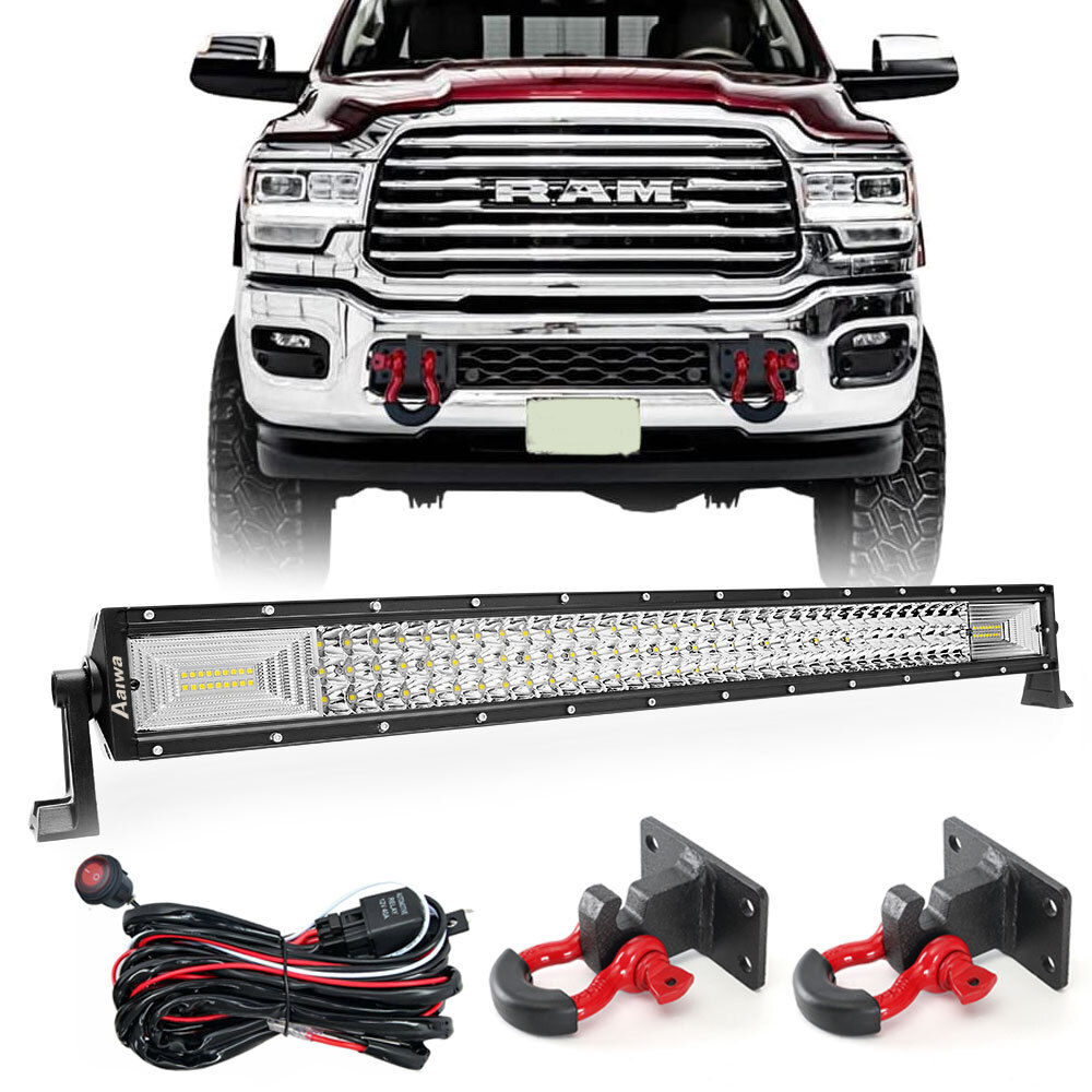 32-Inch LED Light Bar with Tow Hook & Wiring Kit for 2010-2020 Ram 2500 3500