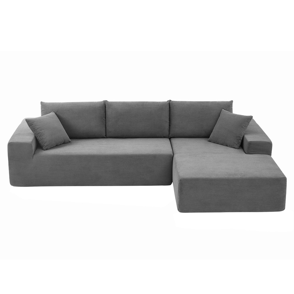 L-Shape Corduroy Modular Sectional Sofa Set for Living Room Comfort