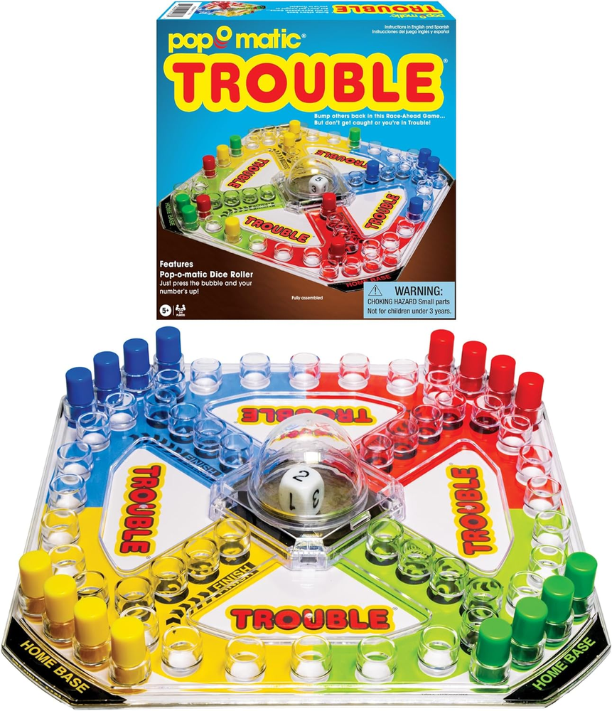 Classic Trouble with Retro Artwork and Pop-O-Matic Popper Games USA, Designed fo