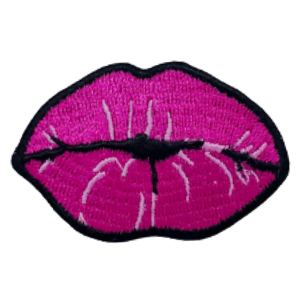Hot Pink Lip Kiss Embroidery Iron On Sew Patch for Jackets Clothing