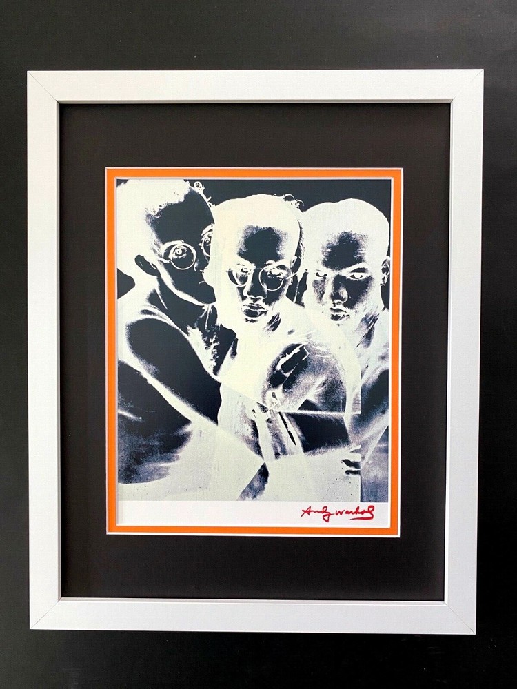 ANDY WARHOL + 1984 SIGNED KEITH HARING PRINT MATTED 11X14 + BUY NOW!!-image