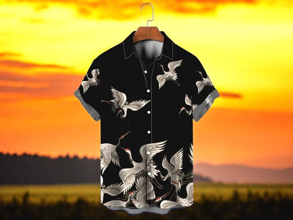 Japanese Crane Aloha Hawaiian Shirt