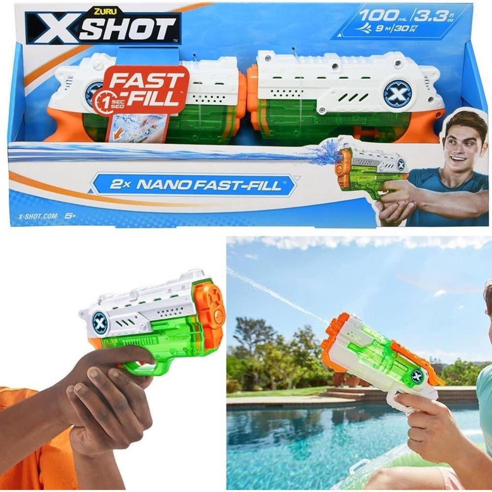 NEW Zuru X Shot Nano Fast Fill 2x Water Blaster Toy