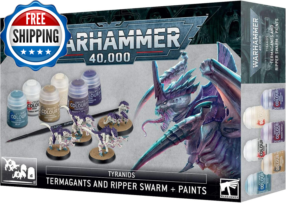Warhammer 40K - Tyranids - Termagants and Ripper Swarm & Paints Set