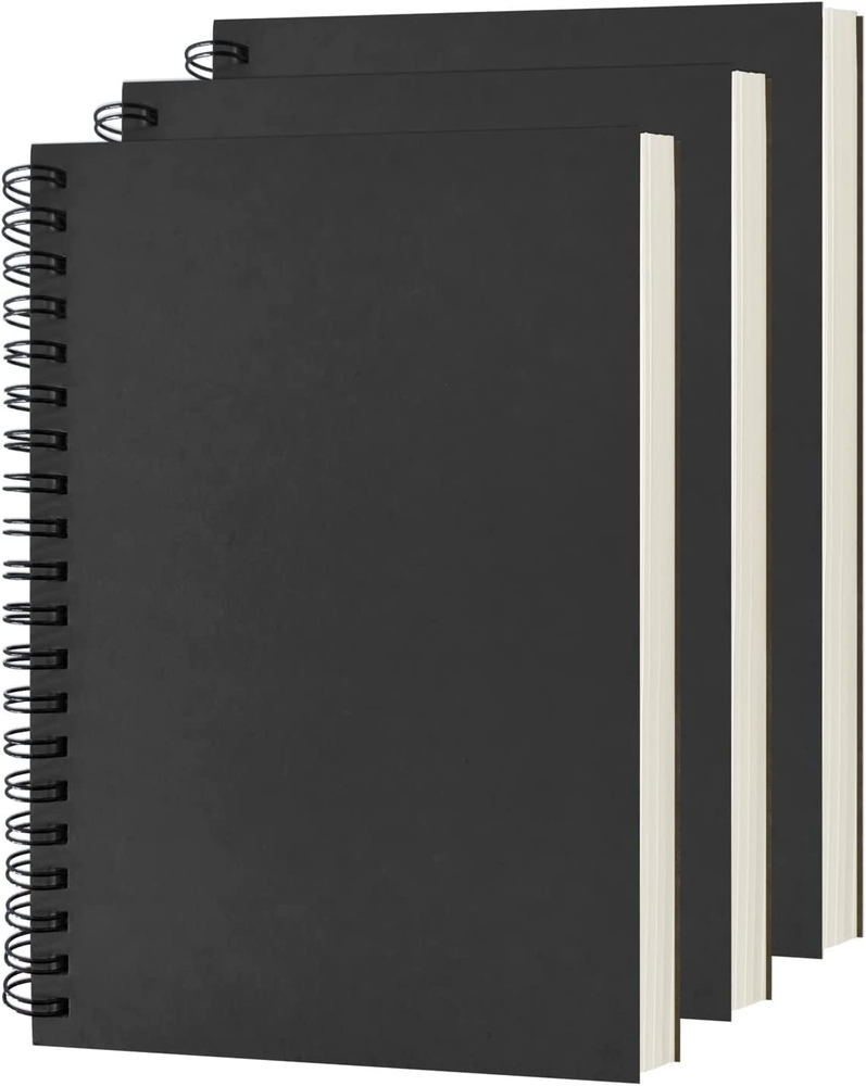 DSTELIN Blank Spiral Notebook, 3-Pack, Soft Cover, Sketch Book, 100 Pages / 50 S