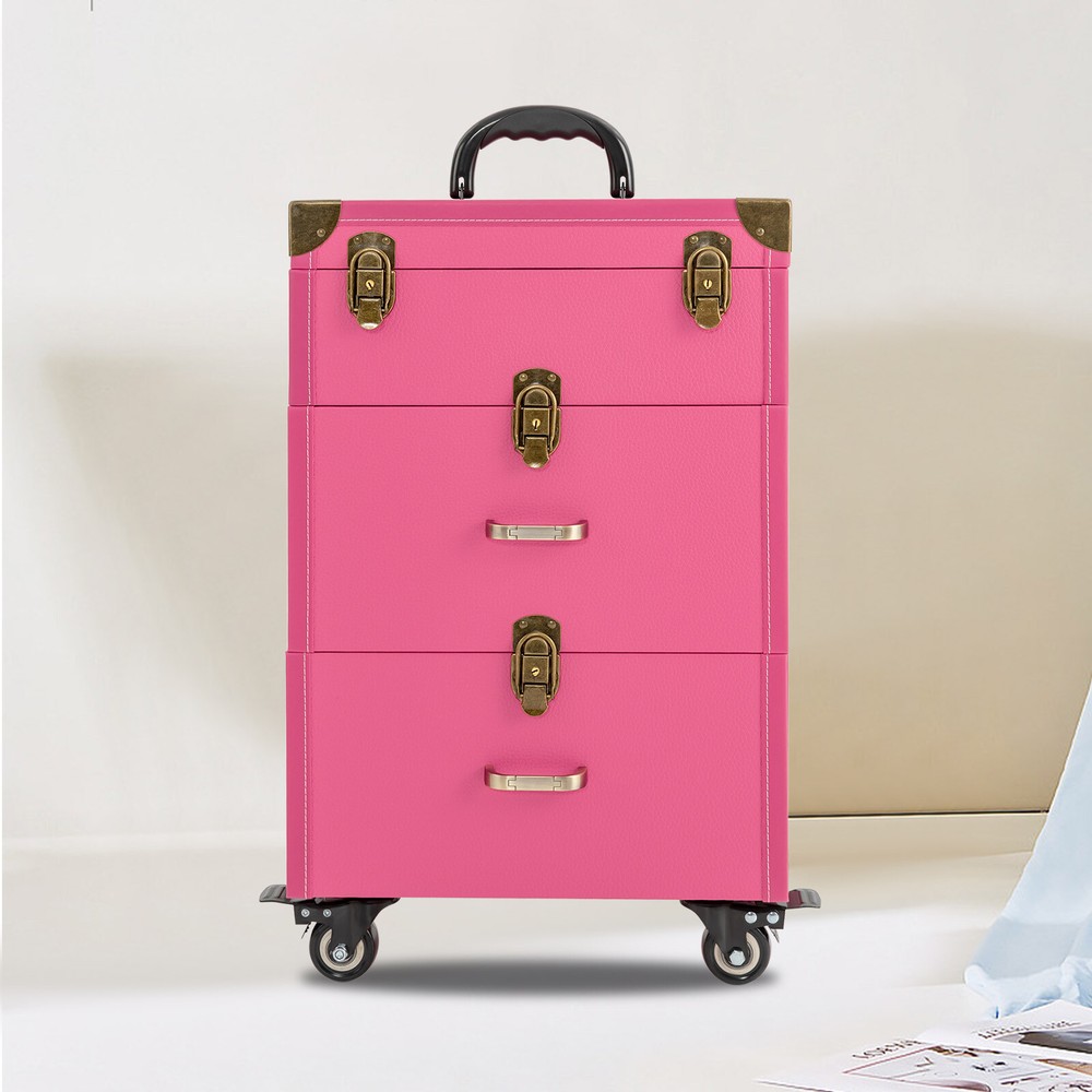 Travel Rolling Makeup Organizer with Nail Polish Storage Case