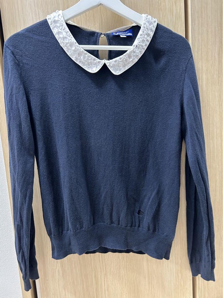 Burberry Blue Label Thin Sweater, Crew Neck, Removable Collar, Used