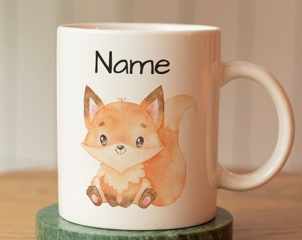 Custom Fox Mug for Kids with Name – Ceramic Personalized Gift