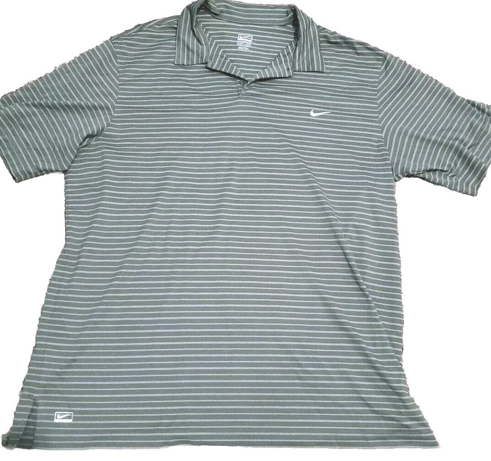 Nike Golf Men's Tour Performance Dri Fit Green Striped Polo Shirt Men's XL