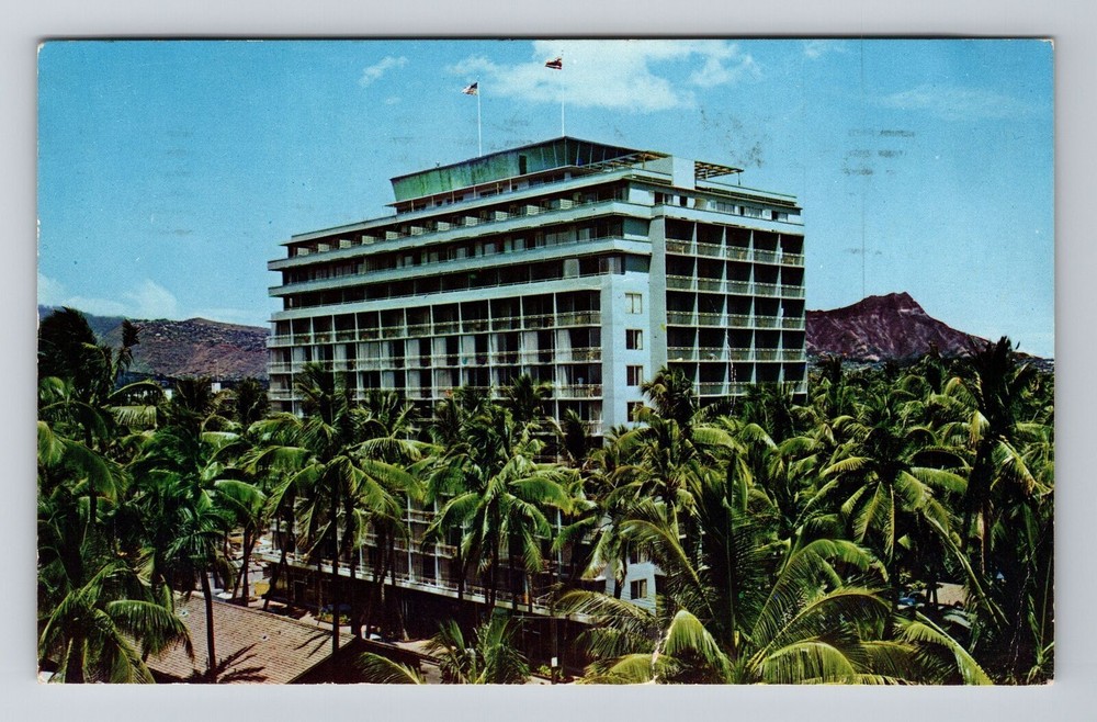 Waikiki HI The Reef Tower Hotel Vintage Postcard Exterior View