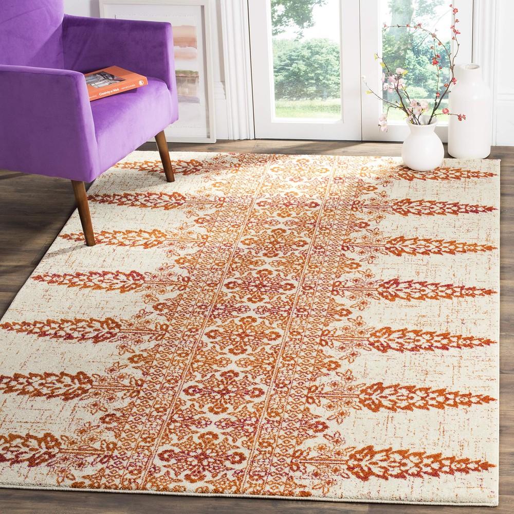 Evoke Collection 3x5 Ivory Gold Boho Chic Low Pile Area Rug EVK521R for Living Room Bedroom