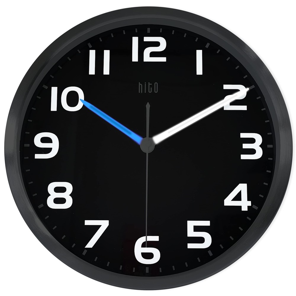 12 Inch Adjustable Brightness Night Light Wall Clock with Metal Frame  