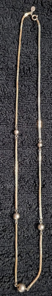 Vintage AVON Gold Tone Metal Beads Station Necklace.