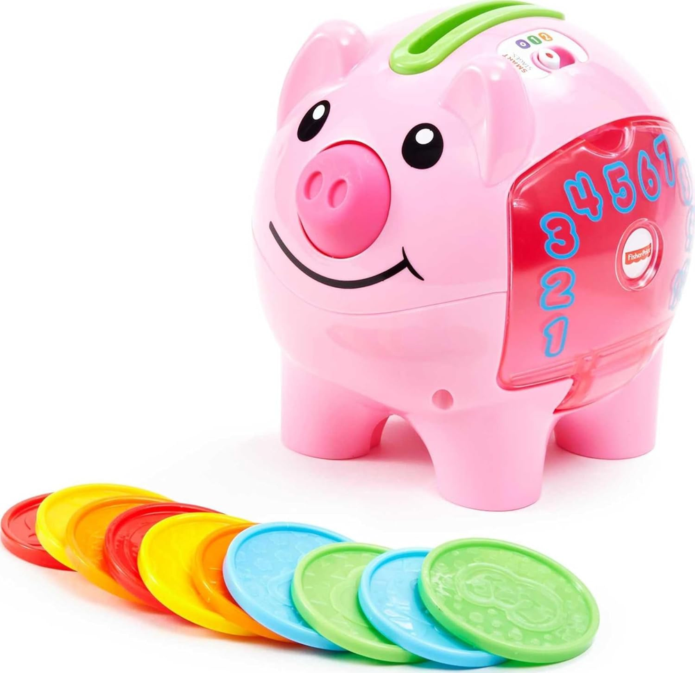 Fisher-Price Baby & Toddler Toy Laugh & Learn Smart Stages Piggy Bank with Educa